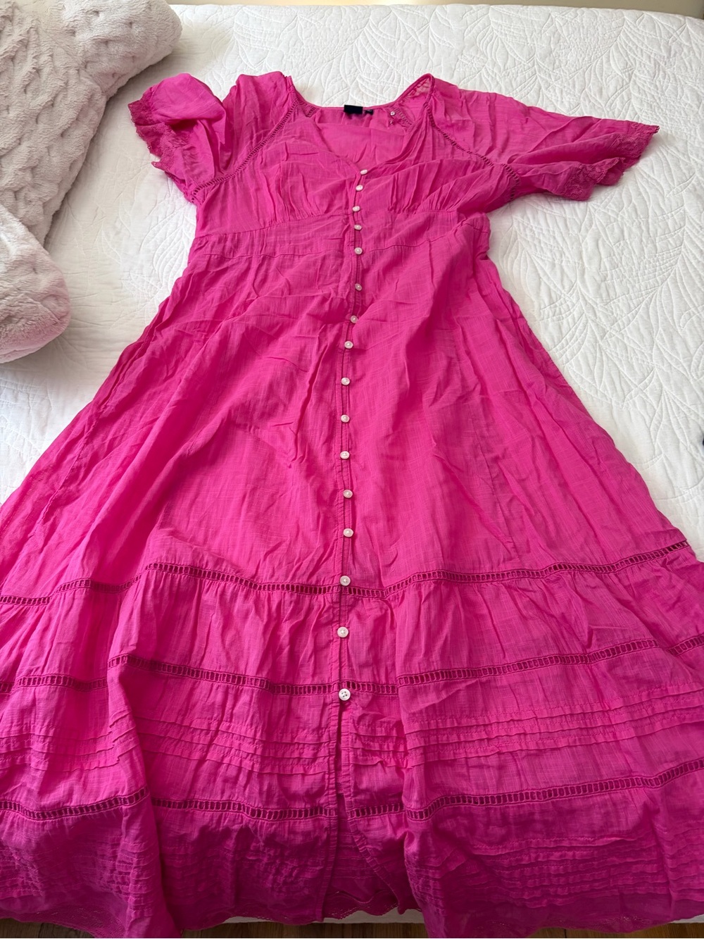 GAP Fuchsia Button-Front Maxi Dress